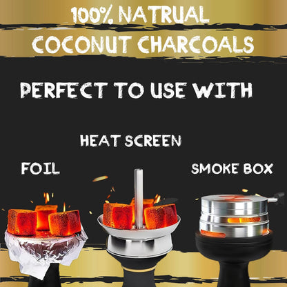 Coco Nara Hookah Charcoal Cubes Hookah Foils Mouth tips combo pack