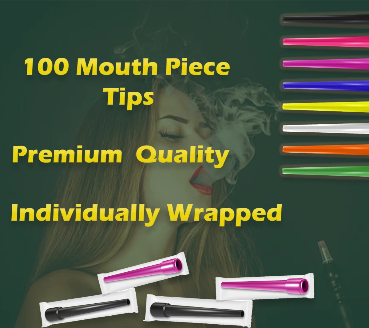 Hookah Accessories Set: 100 Charcoal, 100 Disposable Mouth Tips, 3 Gold Star Herbal  Flavor Assortments, 100 Pre-Punched Aluminum Foils