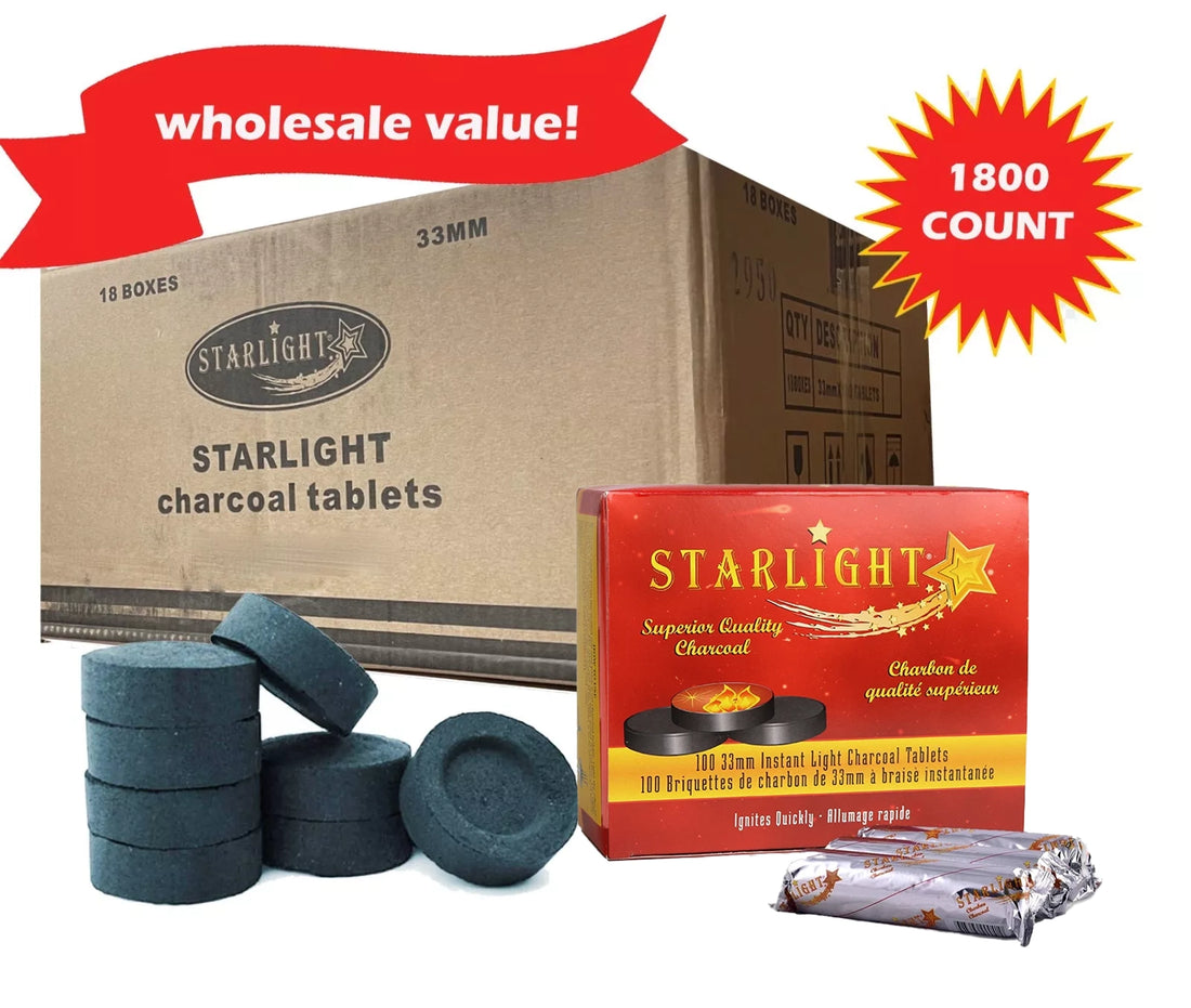 Starlight Instant Charcoal Tablets 33mm Master Case – 18 Boxes / 1800 Tablets – Wholesale Hookah Charcoal