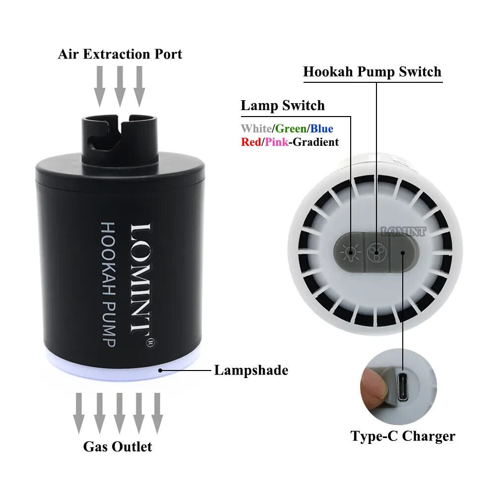 Electric Mini Portable Hookah Pump LED Rechargeable