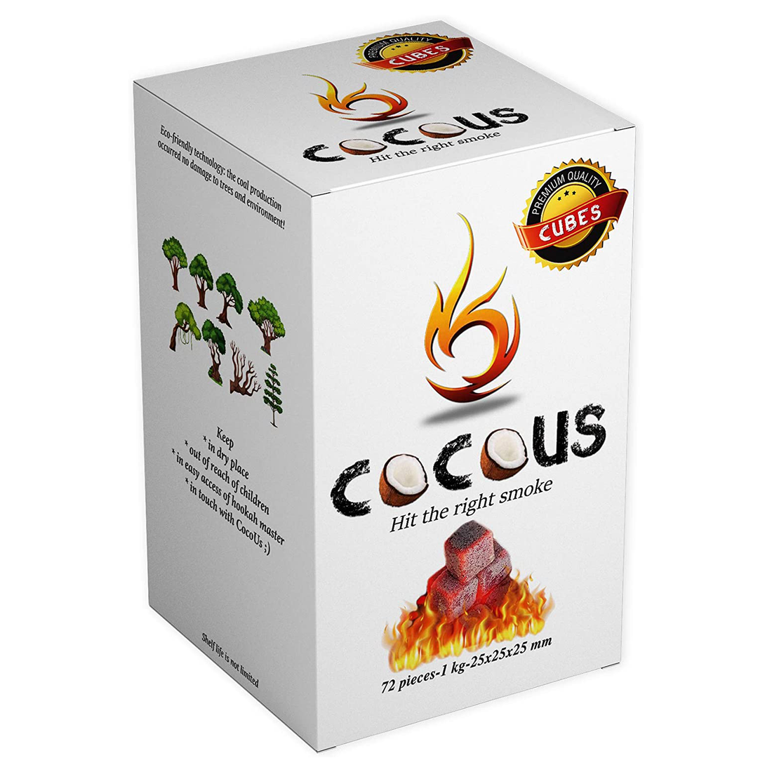 CocoUS Coconut charcoal cubes 72pcs 1KG